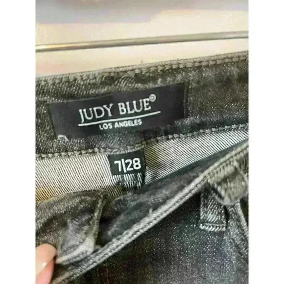 Judy Blue Women's Jeans Boyfriend Fit Distressed Black Denim Size 7/28 Stretch - Picture 4 of 10